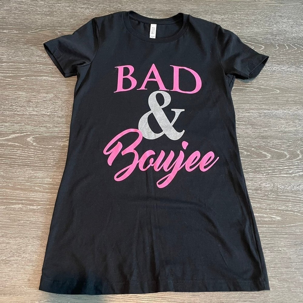 Black and pink Bad & boujee shirt medium